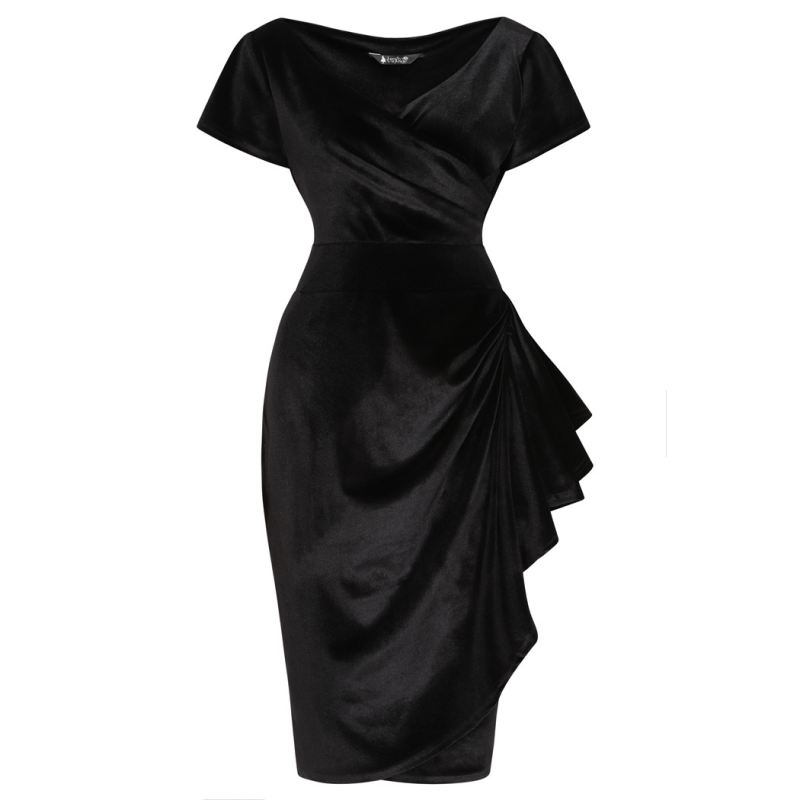 Elsie Dress - Black Velvet, Lady V London