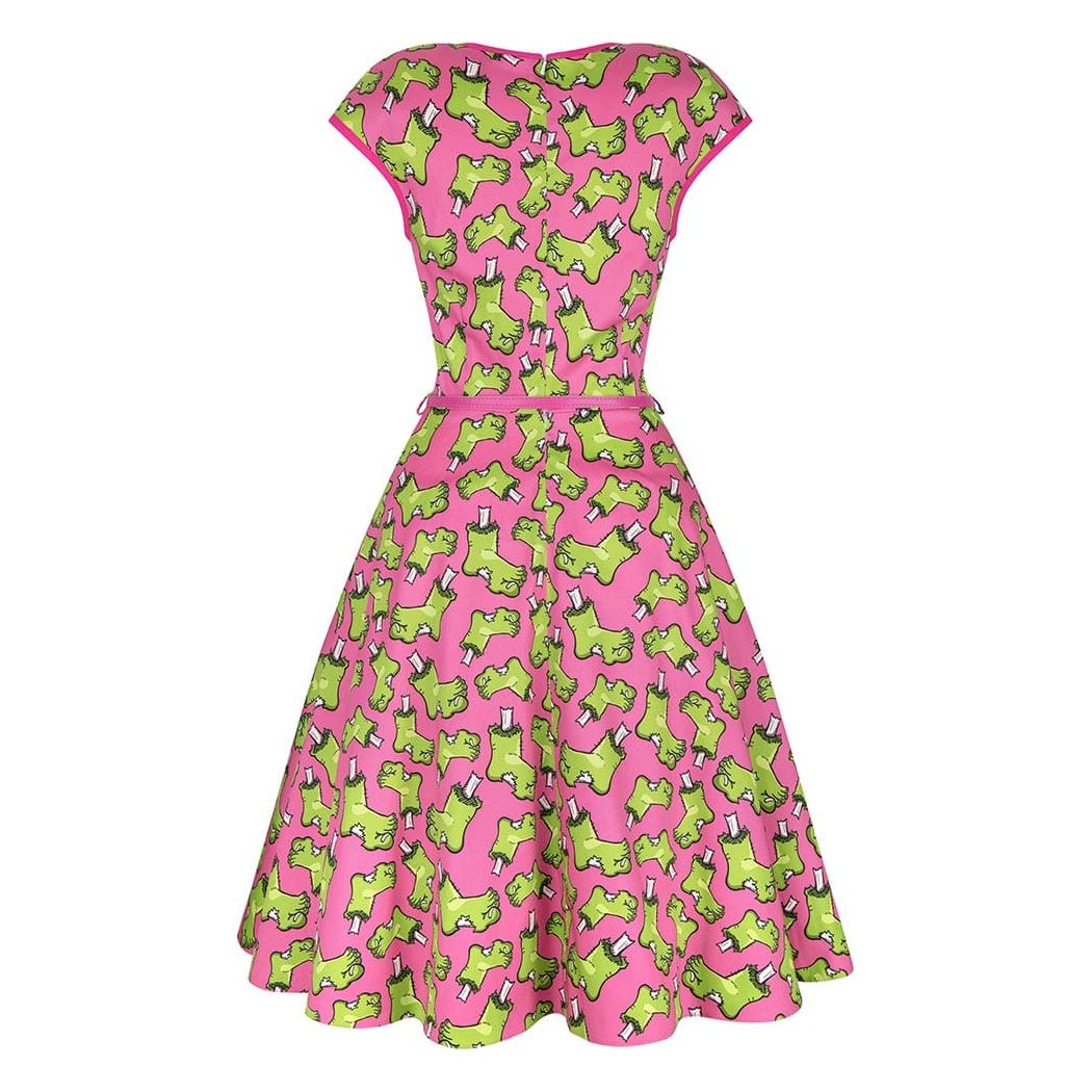 Isabella Dress - Frankies Foot Pink, Lady V London