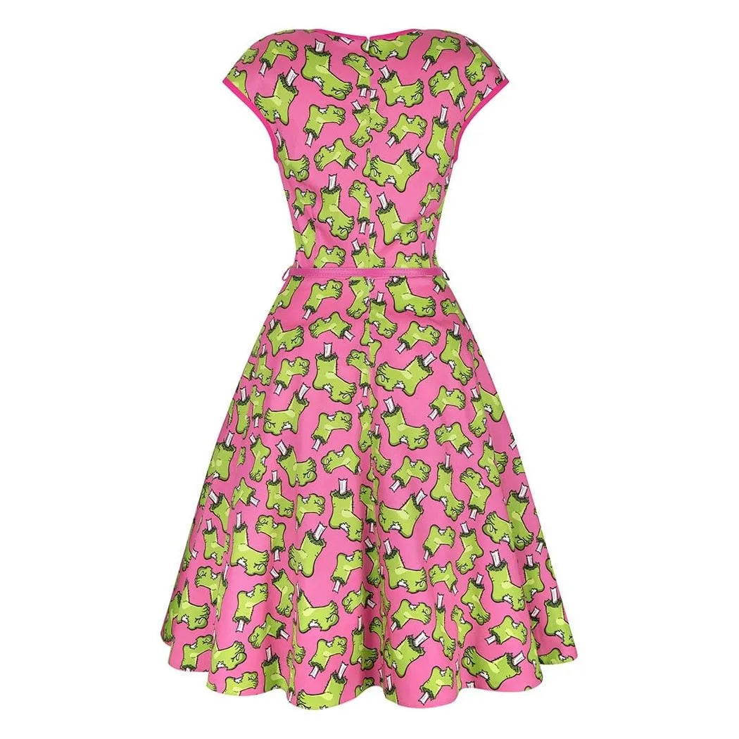 Isabella Dress - Frankies Foot Pink, Lady V London