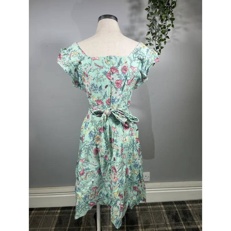 Swing Dress - Pastel Green Butterflies (18), Lady V London