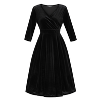 Thumbnail for Lyra Dress - Black Velvet, Lady V London