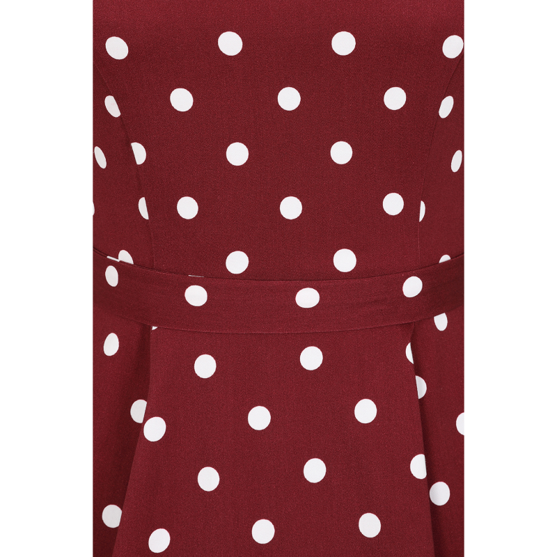 Hepburn Dress - Deep Red Polka Dot