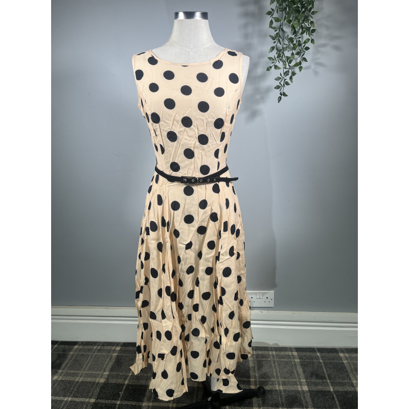 Hepburn Dress - Peach Polka (08), Lady V London