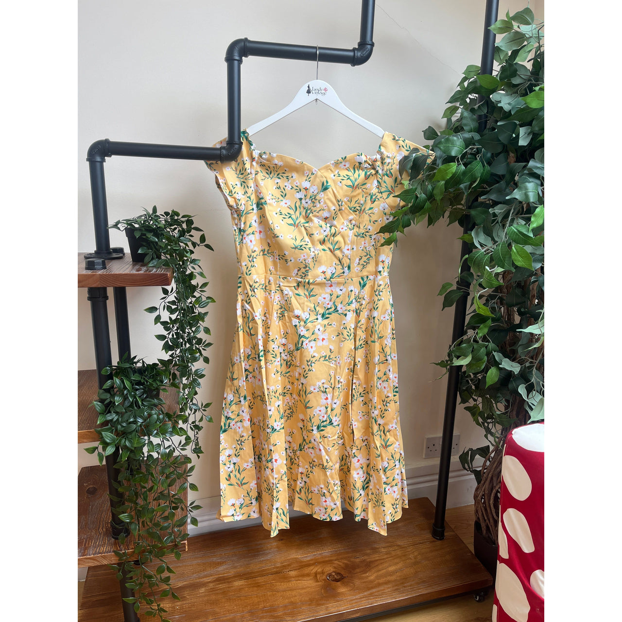 Liliana Dress - Yellow Floral (16), Lady V London