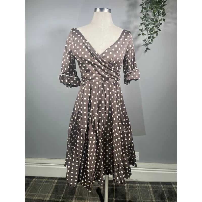 Lady V Dress - Mocha Polka (10), Lady V London