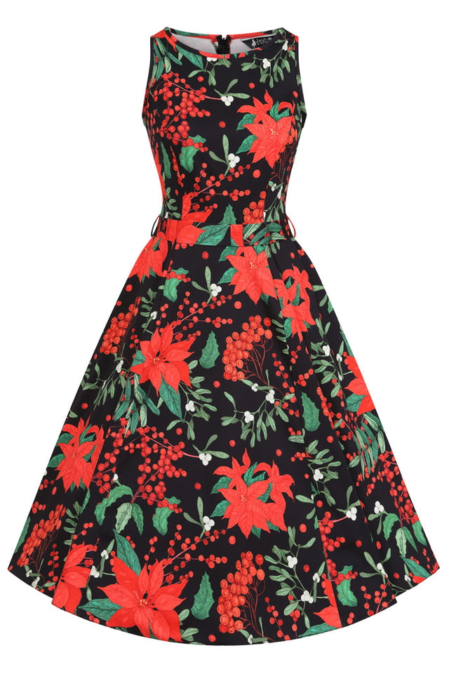 Hepburn Dress - Poinsettia, Lady V London