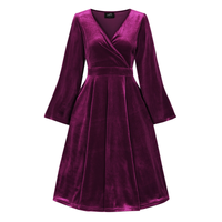 Thumbnail for Zelda Dress - Plum Velvet, Lady V London