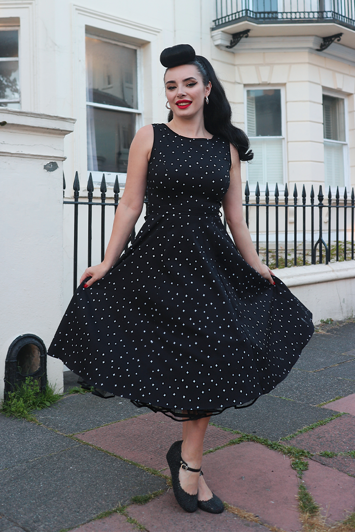 Hepburn Dress - Twinkle Stars, Lady V London