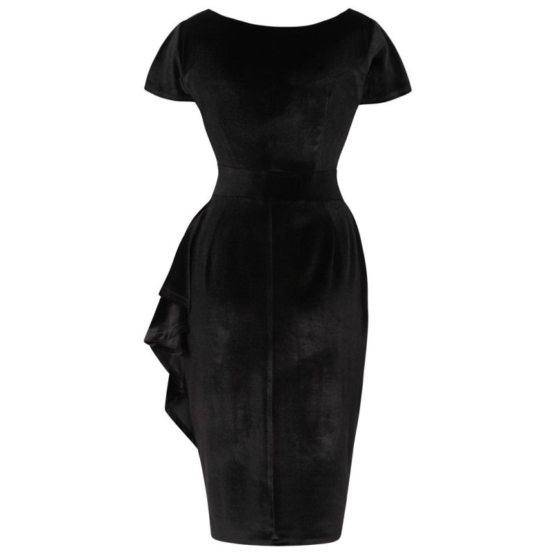 Elsie Dress - Black Velvet, Lady V London