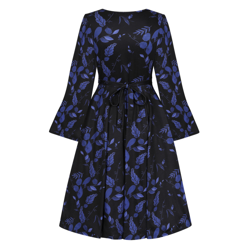 Zelda Dress - Blue Leaves, Lady V London