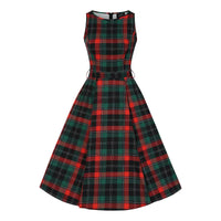 Thumbnail for Hepburn Dress - Christmas Tartan, Lady V London