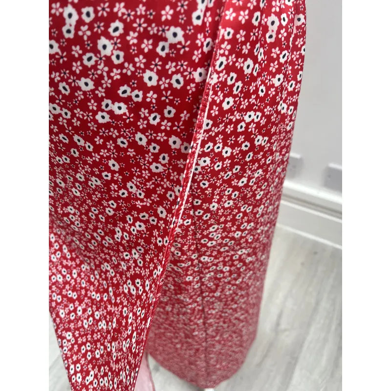 Wrap Skirt - Red Flowers (S)