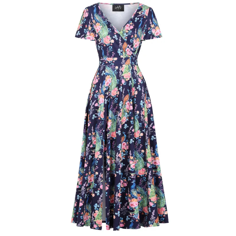 Lyra Maxi Dress - Elegant Peacocks