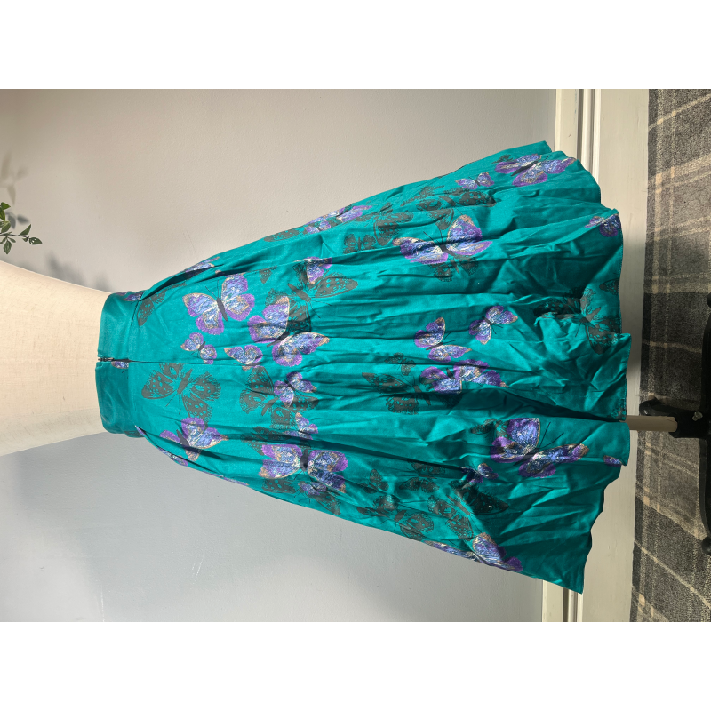 Full Circle Skirt - Teal Butterfly (08), Lady V London