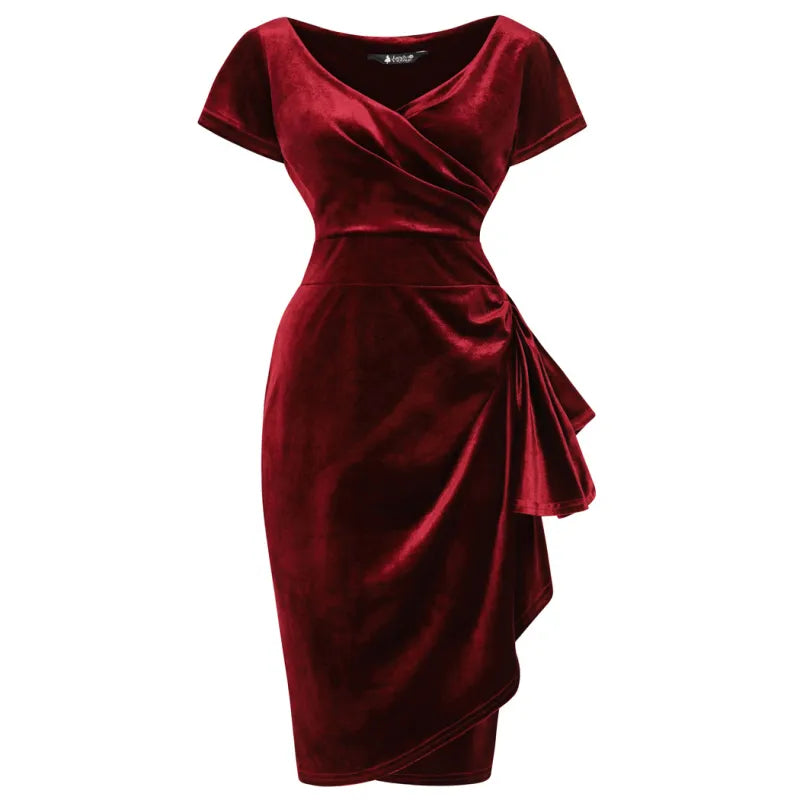 Elsie Dress - Red Velvet, Lady V London