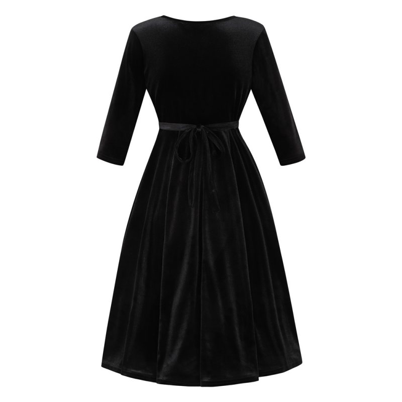 Lyra Dress - Black Velvet, Lady V London