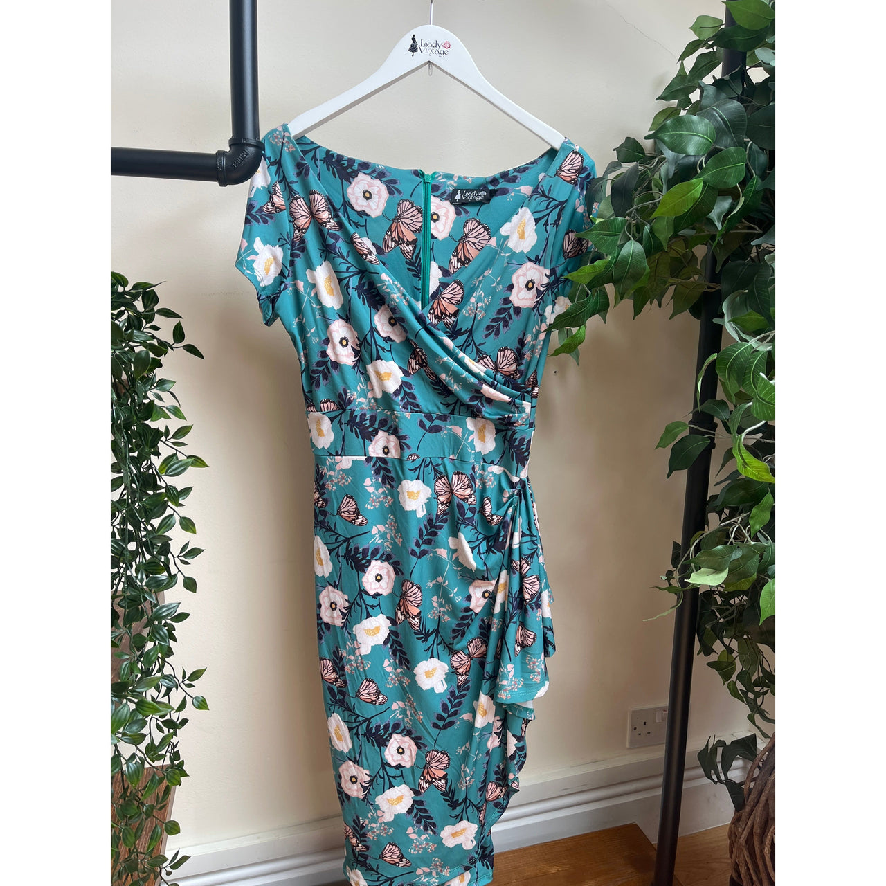 Elsie Dress - Butterflies on Teal (10), Lady V London