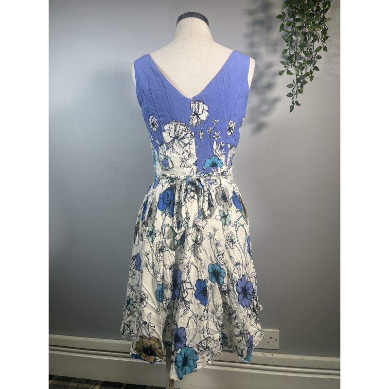 Tea Dress - Blue Flower Border (12), Lady V London