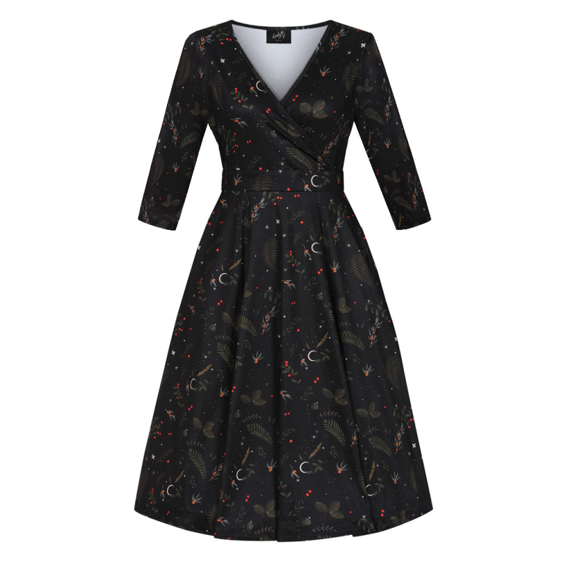 Lyra Dress - Winter Leaves, Lady V London