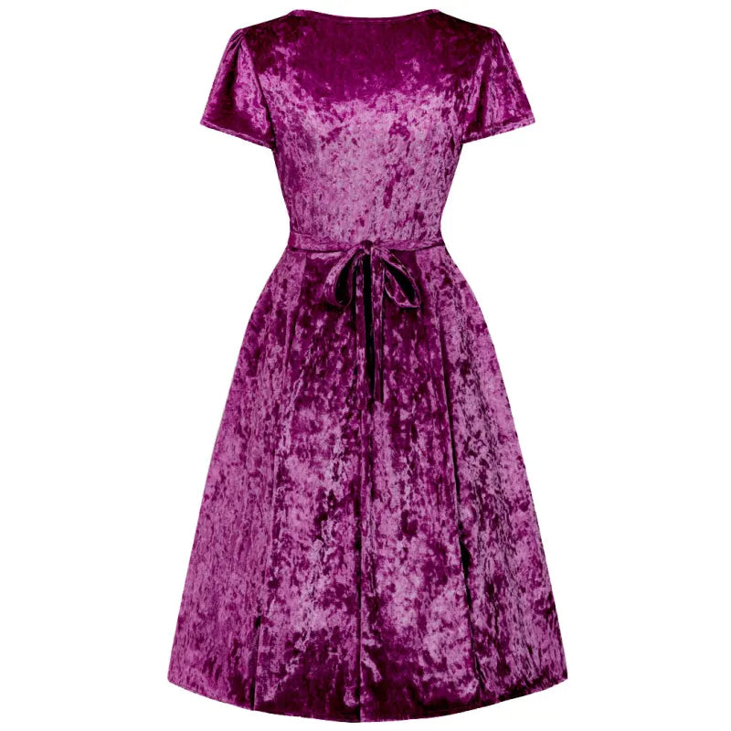 Lyra Dress - Cranberry Crushed Velvet