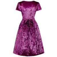 Thumbnail for Lyra Dress - Cranberry Crushed Velvet