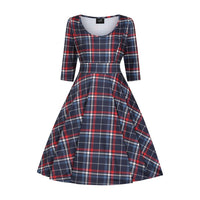 Thumbnail for Betty Dress - Navy Tartan