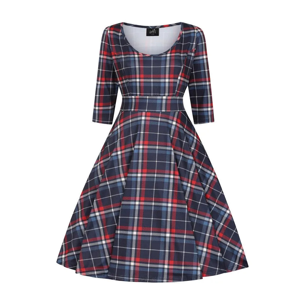 Betty Dress - Navy Tartan