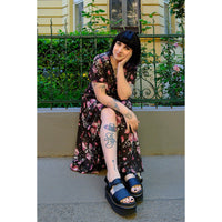 Thumbnail for Lyra - Maxi Dress - Pink Blooms on Black