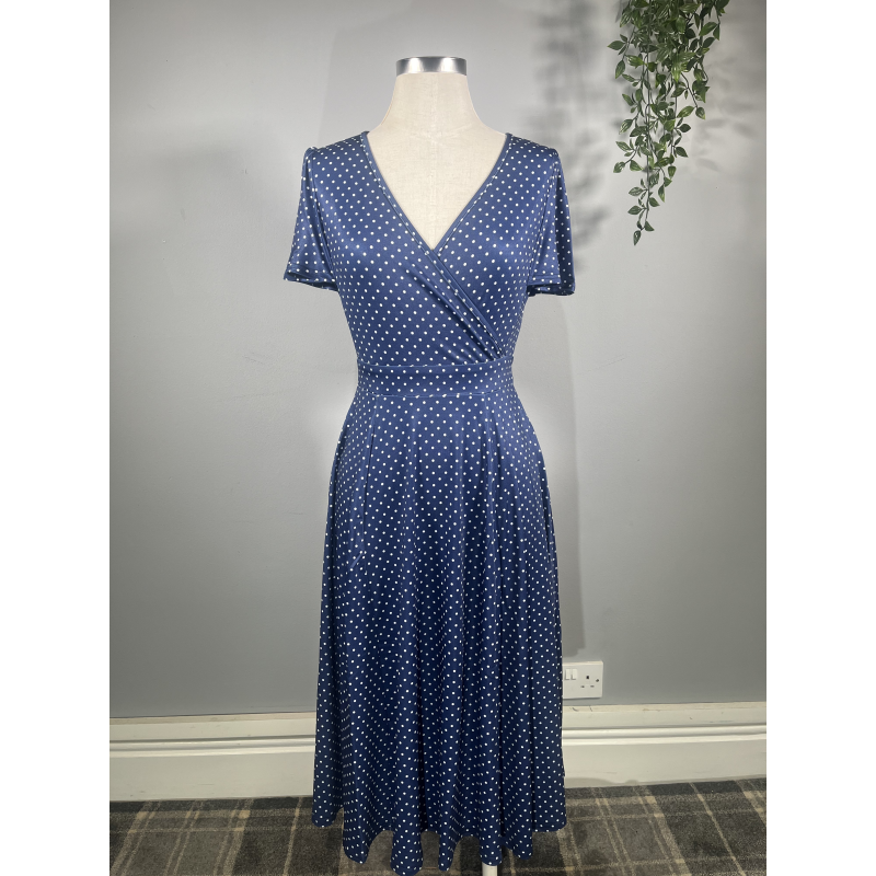 Lyra Dress - Navy Polka (08), Lady V London