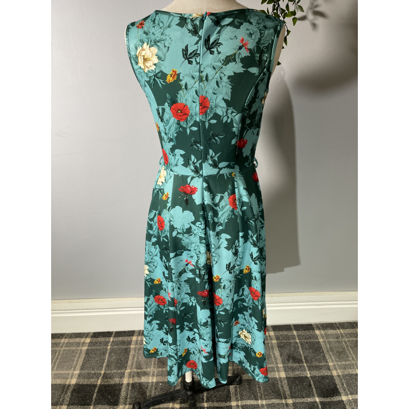 Hepburn Dress - Teal Hummingbird (10), Lady V London