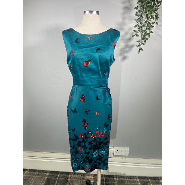 Venus Dress - Teal Butterfly (16), Lady V London