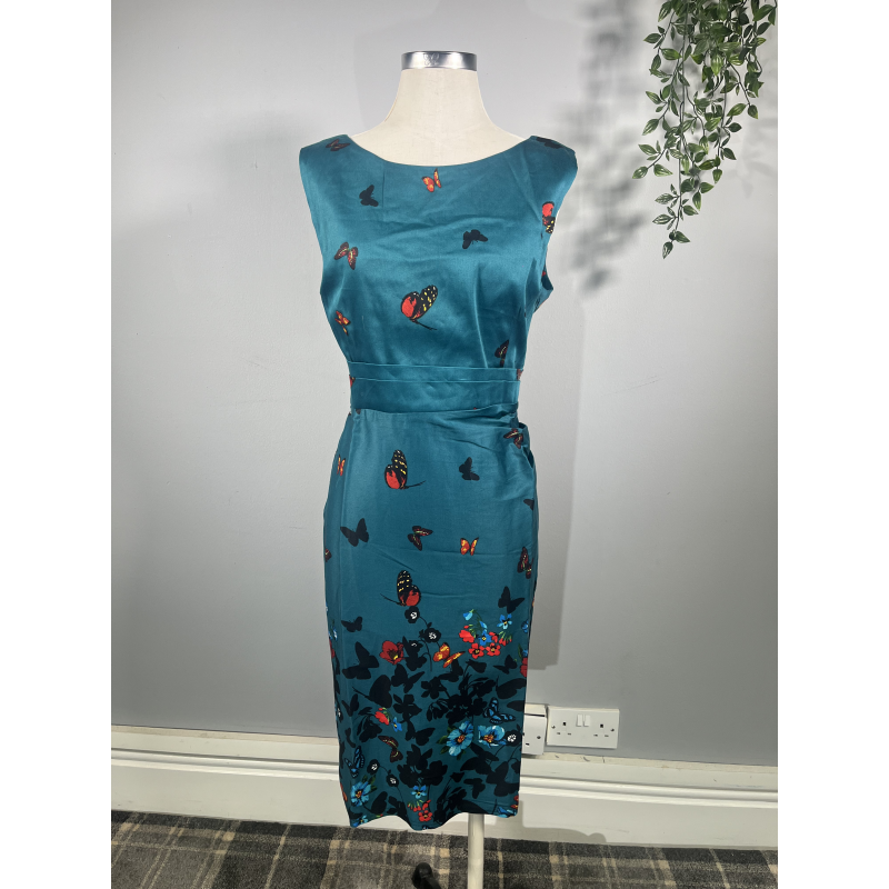 Venus Dress - Teal Butterfly (16), Lady V London