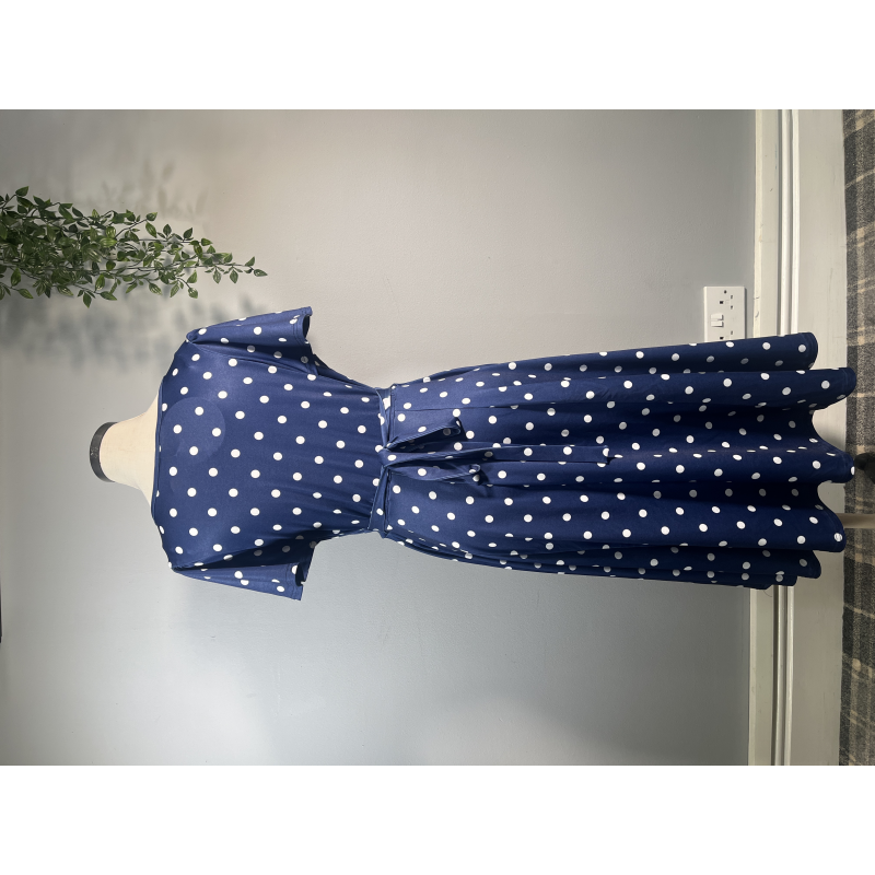 Lyra Dress - Navy Polka (12), Lady V London