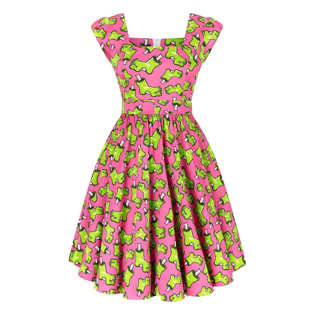 Swing Dress - Frankies Foot Pink, Lady V London