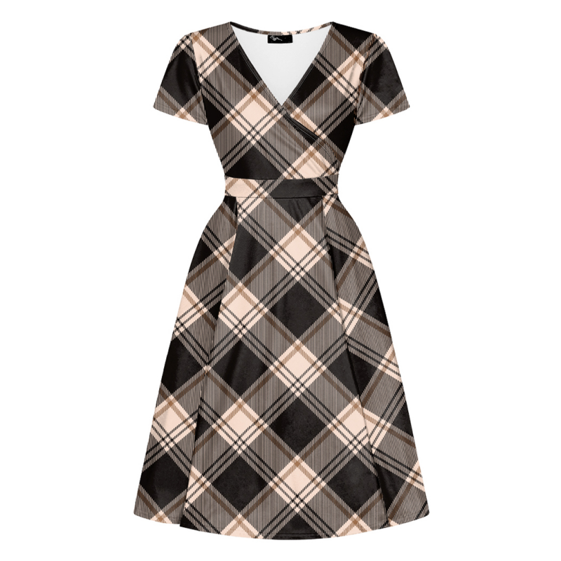 Lyra Dress - Dark Tartan, Lady V London