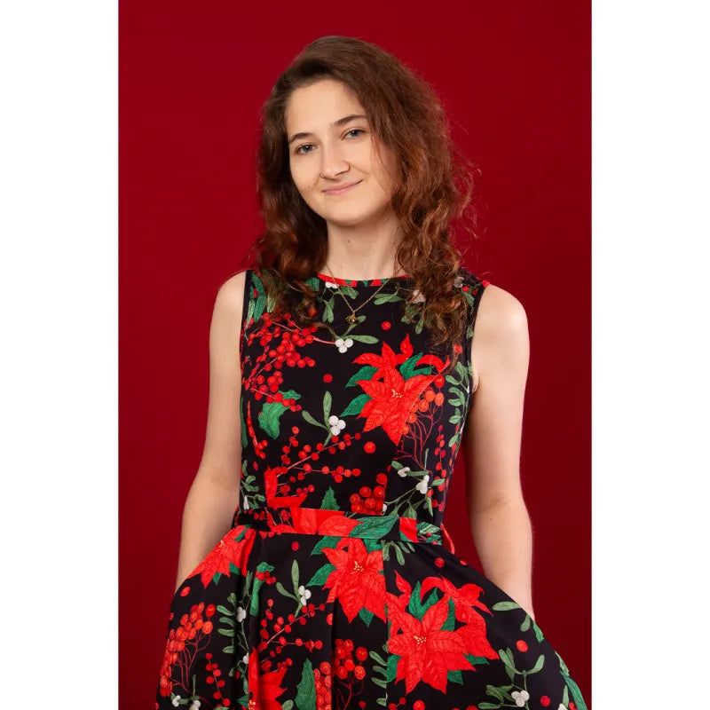 Hepburn Dress - Poinsettia