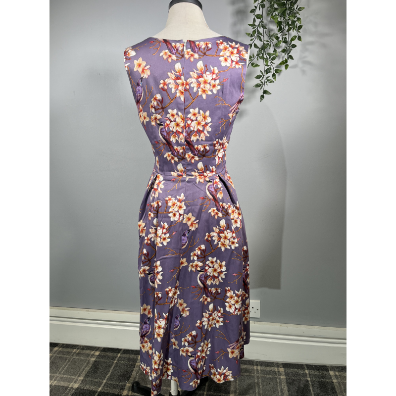 Eloise Dress - Purple Bird (10), Lady V London