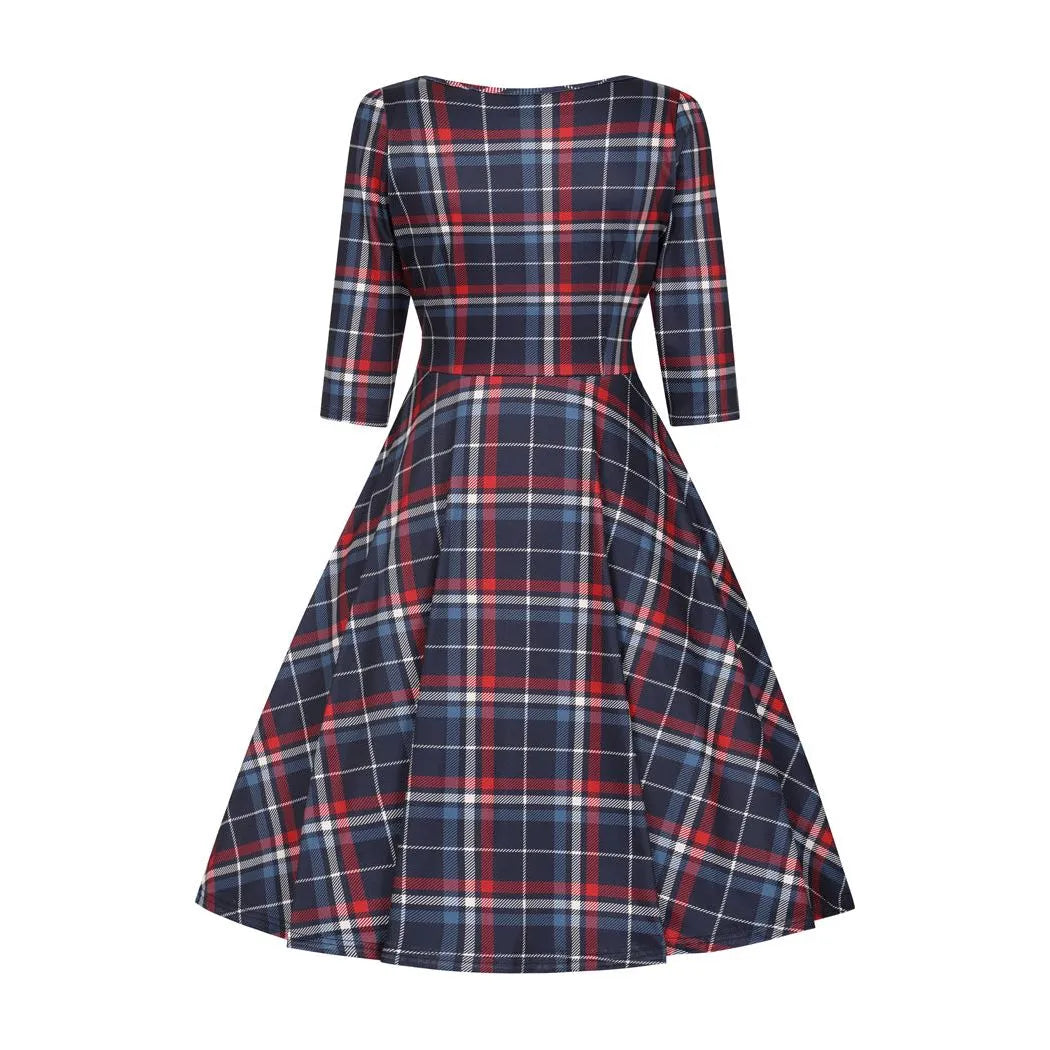 Betty Dress - Navy Tartan