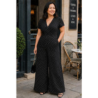 Thumbnail for Jumpsuit - Mini Black Polka Dot