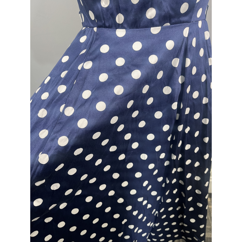 Hepburn Dress - Navy Polka (12), Lady V London