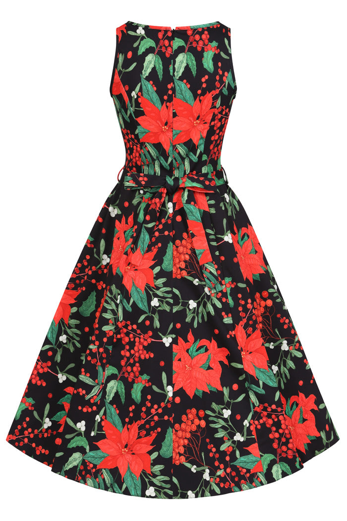 Hepburn Dress - Poinsettia, Lady V London