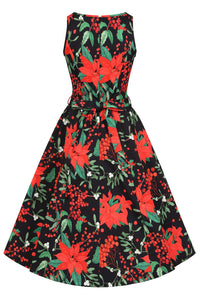 Thumbnail for Hepburn Dress - Poinsettia, Lady V London