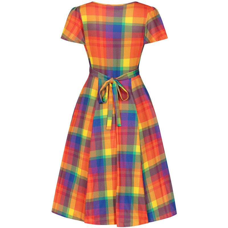 Lyra Dress - Rainbow Tartan