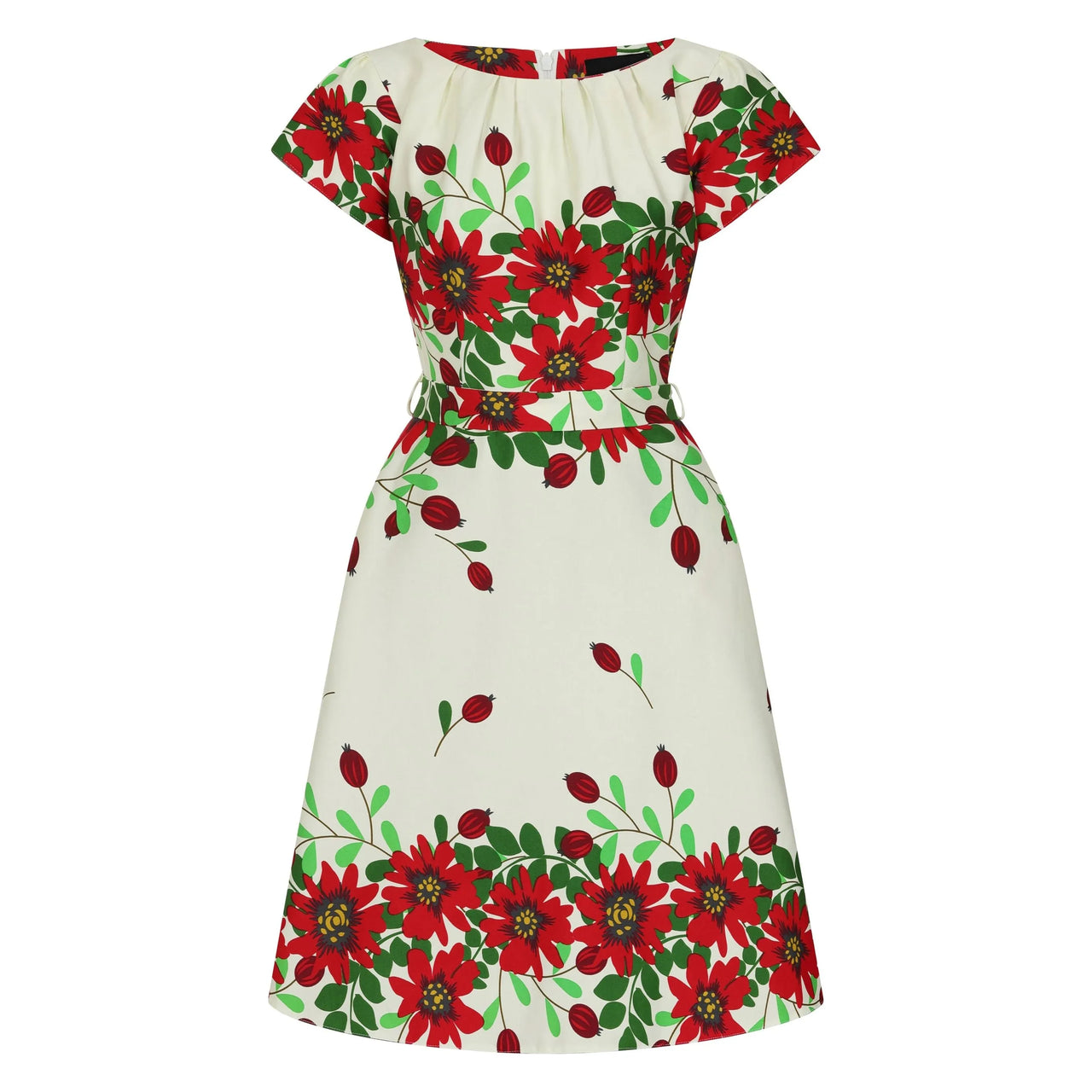 Day Dress - Red Floral Border