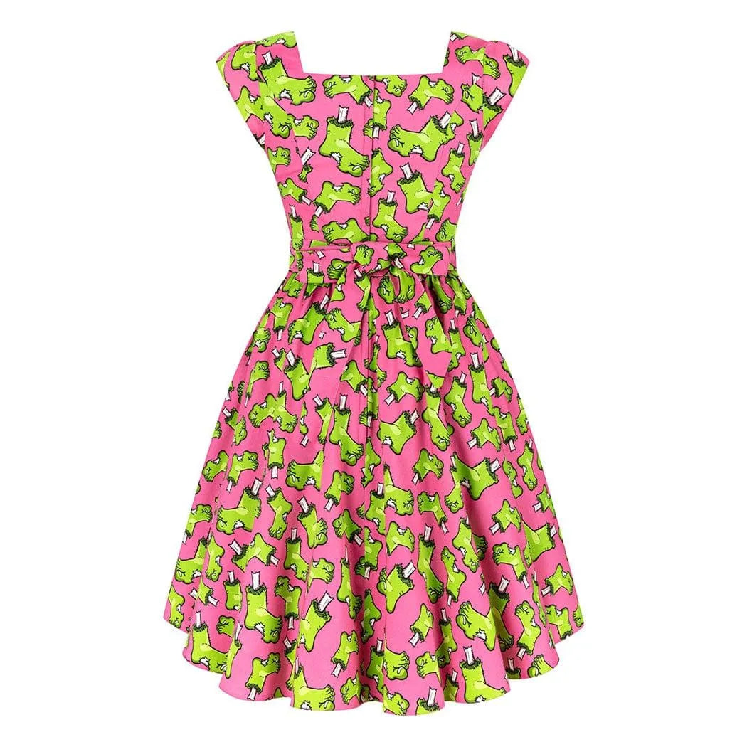 Swing Dress - Frankies Foot Pink, Lady V London