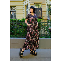Thumbnail for Lyra - Maxi Dress - Pink Blooms on Black