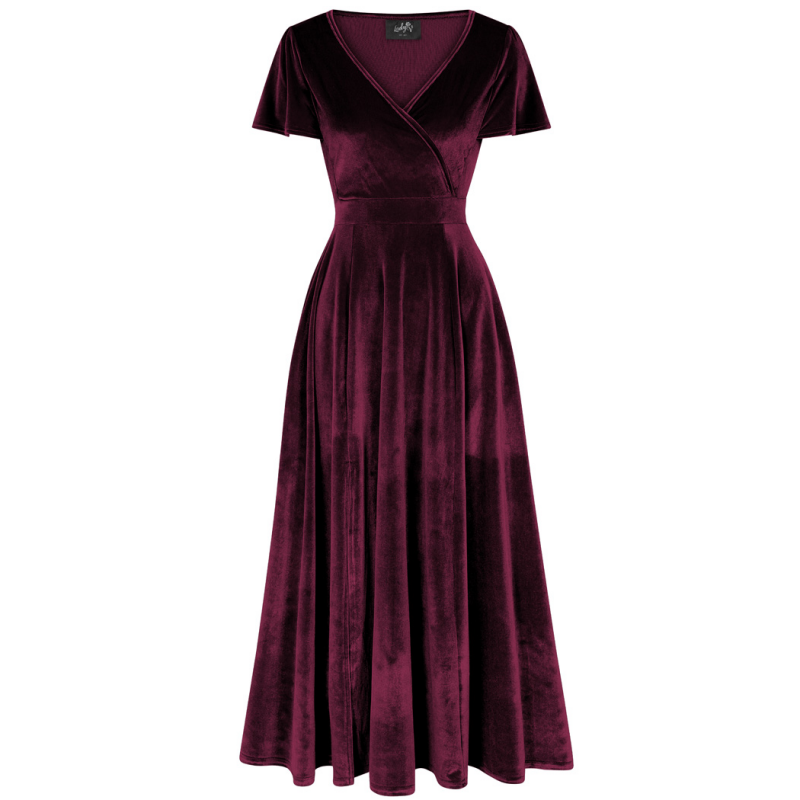 Lyra Maxi Dress - Wine Velvet