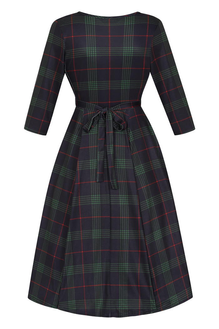 Lyra Dress - Navy Tartan, Lady V London