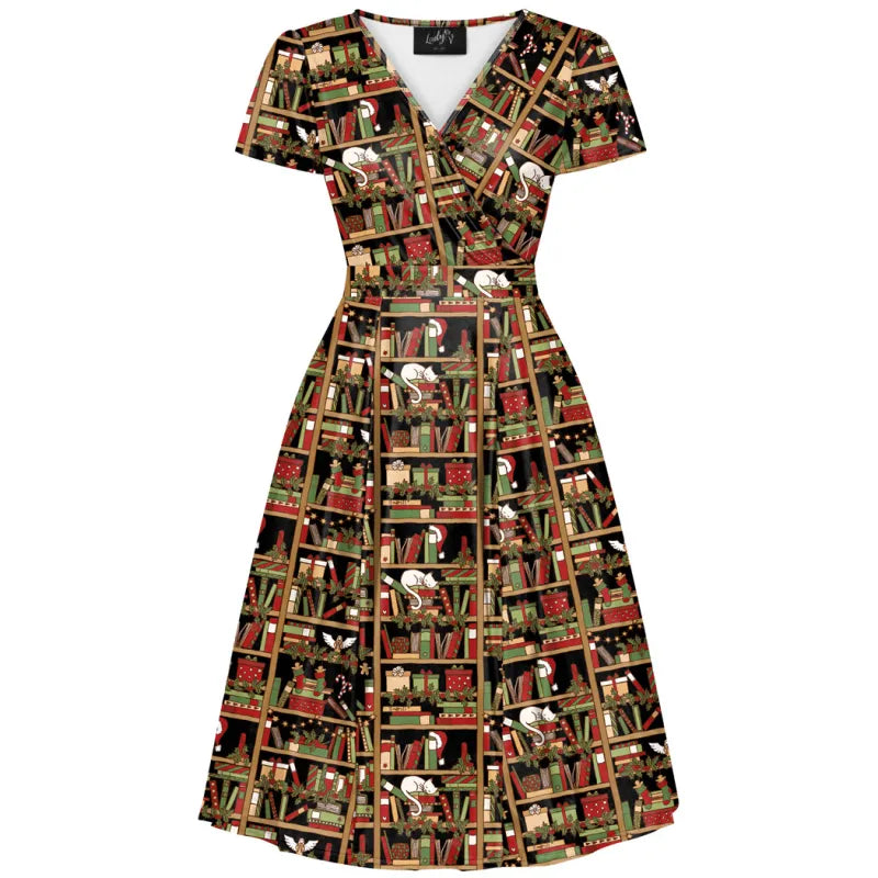 Lyra Dress - Festive Bookcase