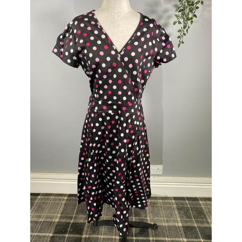 Estella Dress - Raspberry Polka (14), Lady V London